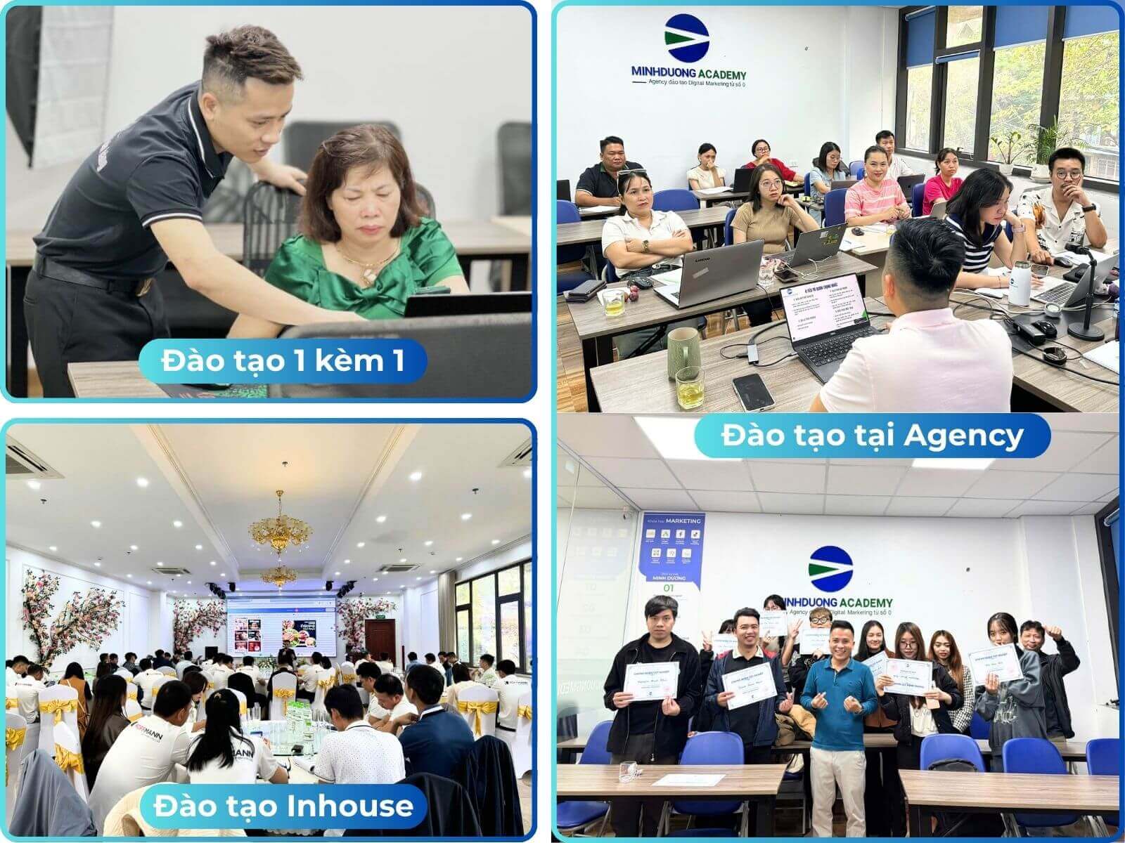 Minh Dương có đa dạng hình thức đào tạo phù hợp với nhu cầu mọi khách hàng