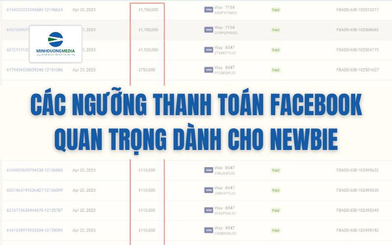 Các ngưỡng thanh toán Facebook quan trọng dành cho Newbie