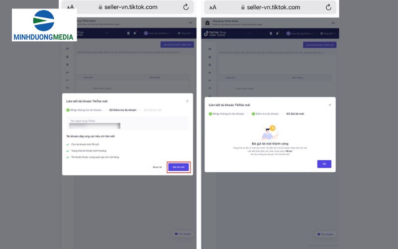 liên kết tiktok shop kiểm tra thông tin tài khoản