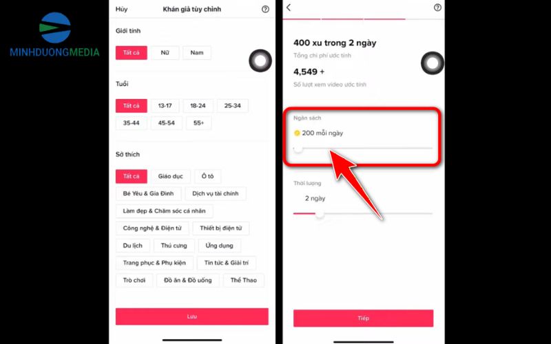 Thiết lập quảng cáo tùy theo đối tượng và ngân sách